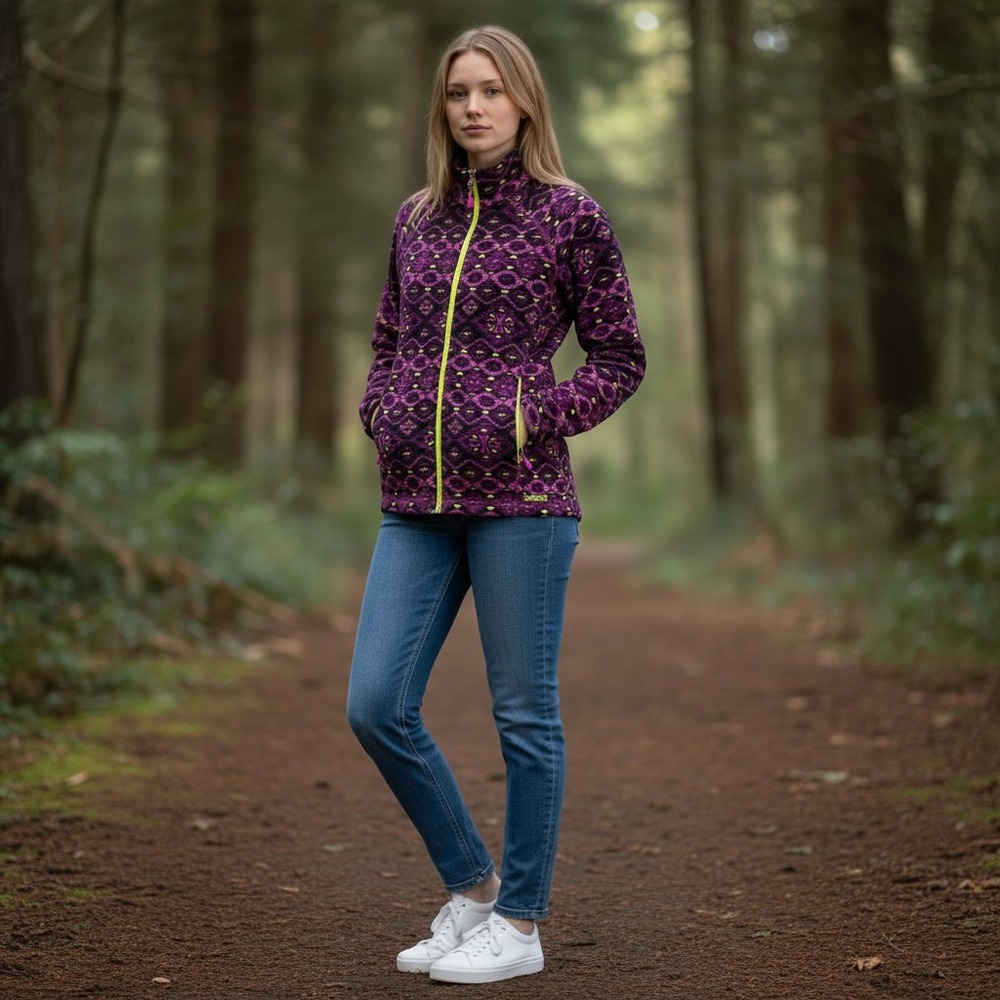 Marmot Print Geometric Fair Isle Full Zip Fleece Jacket S layer Fall Winter